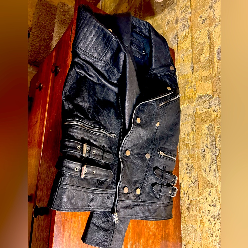 ASOS Genuine Leather Motorcycle Jacket- Double breasted, Excellent Condition